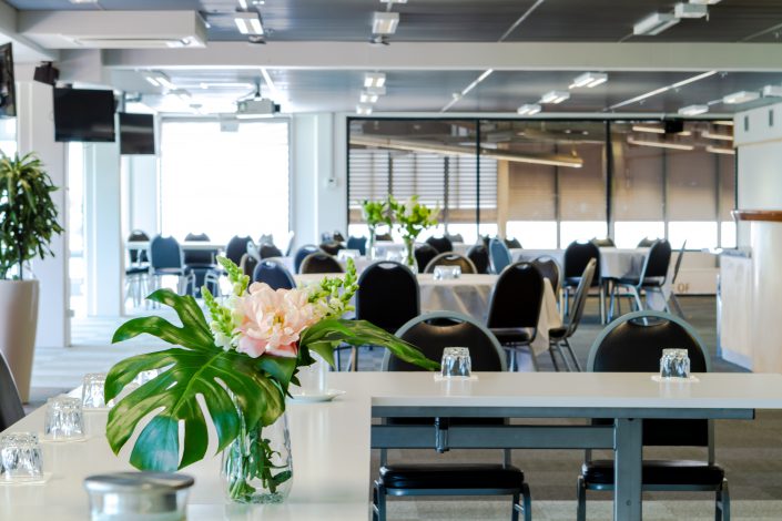 Conference rooms with floral arrangement